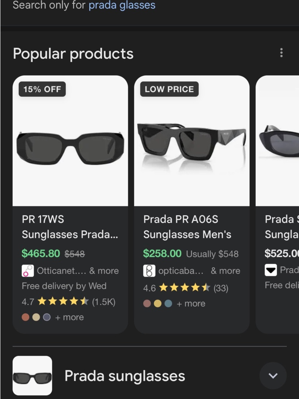 Prada Black Logo Temple Sunglasses - Picture 5 of 5